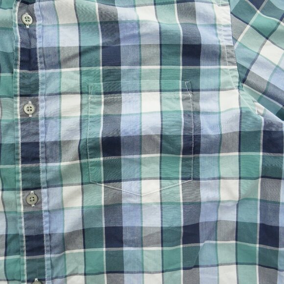 Banana Republic Shirt Mens Large Green Blue Button Up Plaid Slim Custom - Picture 4 of 14
